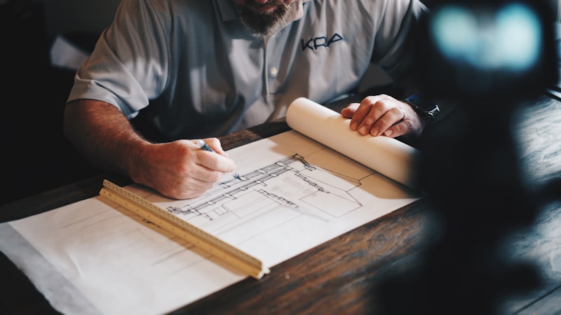 Architectural planning and blueprint drafting