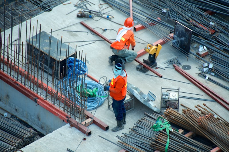 Reinforced concrete structural framework under construction